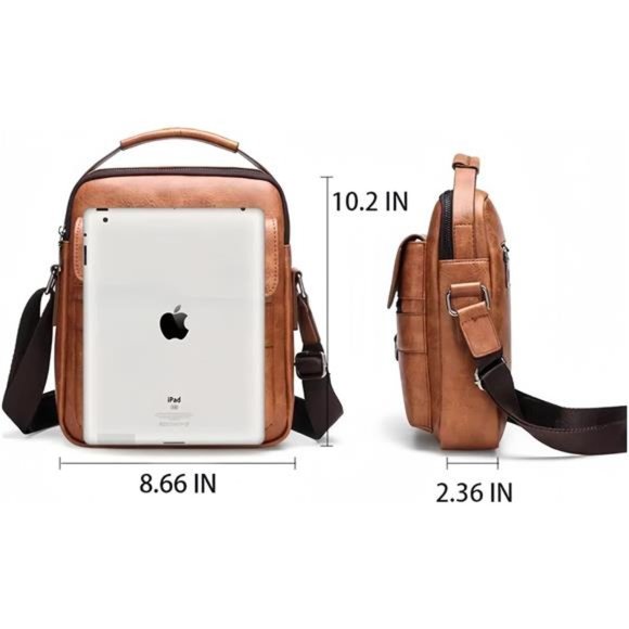 Small Crossbody Bag, Mens Shoulder Bag, Vintage PU leather Office Business Bag - Picture 4 of 7